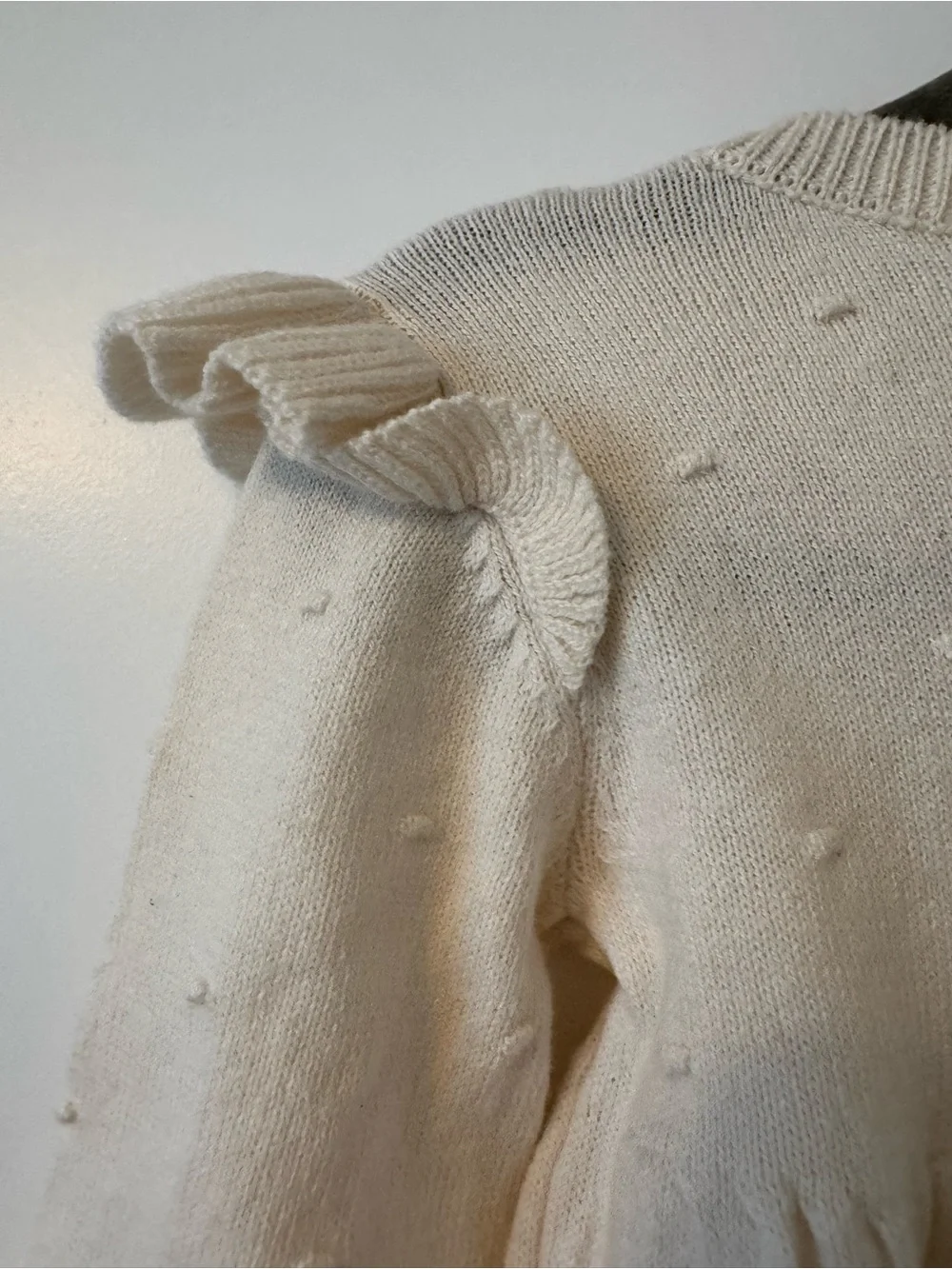 Carter's Cream Knit Ruffle Shoulder Baby One-Piece